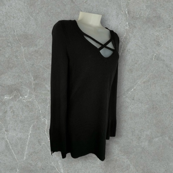 Free People Black Criss Cross Front Tunic Sweater - Picture 6 of 13